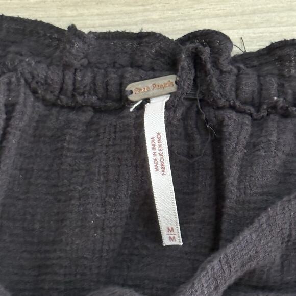 Free People Black Strapless Wide-Leg Jumpsuit Women’s Medium Boho Cotton Romper - Picture 3 of 7